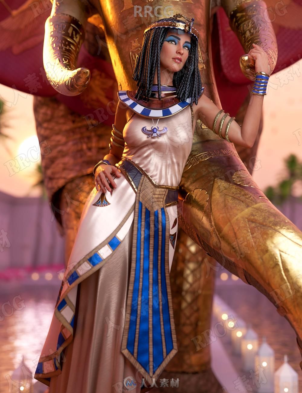 埃及艳后女王角色服饰发型场景相关3d模型合集