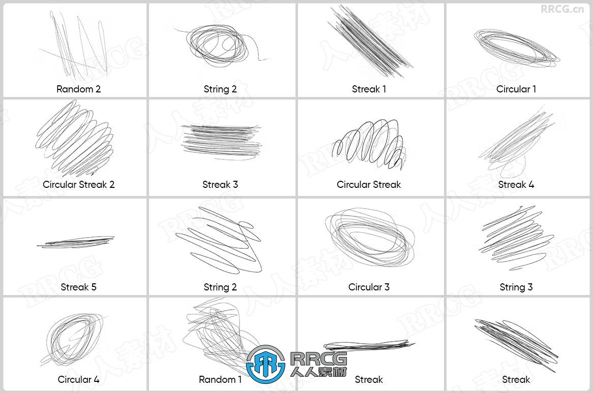 16种高分辨率线条艺术逼真铅笔PS笔刷