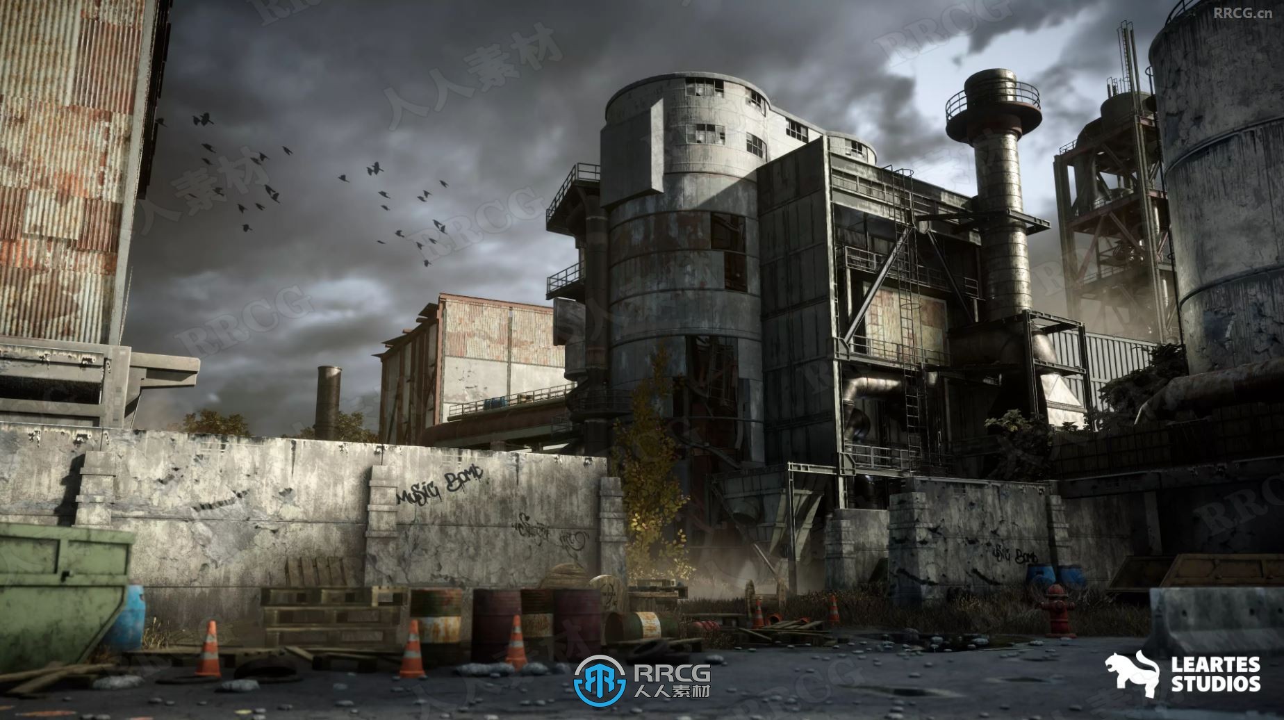 废弃工业工厂厂房建筑环境场景Unity游戏素材