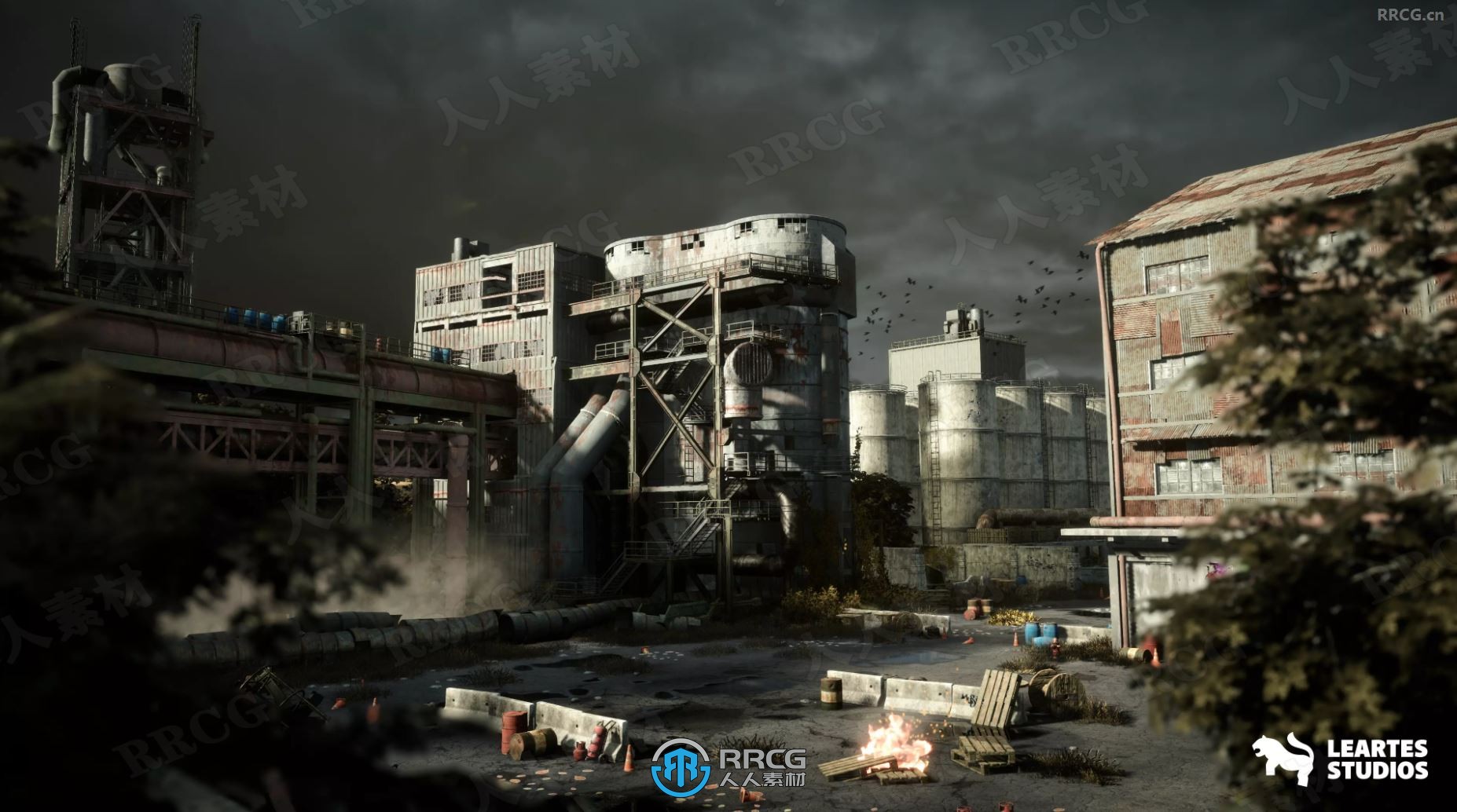 废弃工业工厂厂房建筑环境场景Unity游戏素材