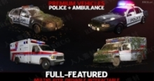 美式紧急救援警车救护车车辆可交互驾驶UE游戏素材