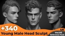340张年轻男性头部雕刻AI人工智能生成4K高清参考图