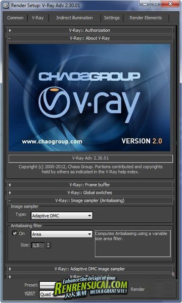 《3DsMax2012-2013渲染引擎V-Ray破解版64win》V-Ray Adv 23001 For 3Ds Max 2012-2...