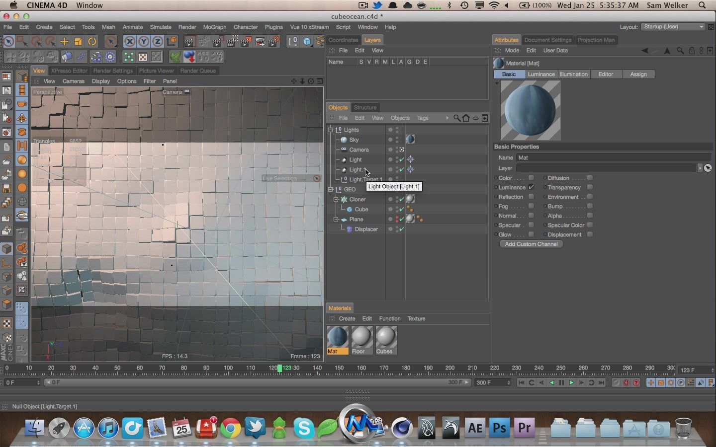 《C4D模组MoGraph制作立方海洋视频教程》Cinema 4D Cube Ocean with MoGraph Tutorial