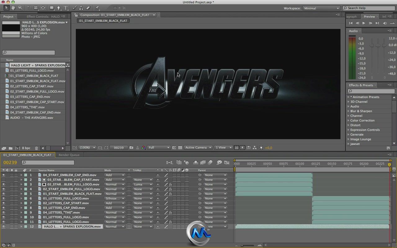《AE制作复仇者联盟电影片头视频教程》AETuts+ The Avengers