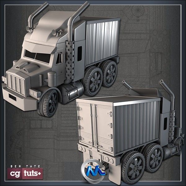 《3dsmax迷你卡车建模视频教程》CGTuts+ Mini Semi Truck Modeling Day 1-10