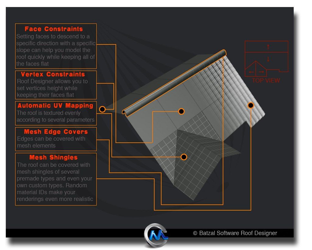 《3dsmax屋顶设计插件》Batzal Roof Designer For 3Ds Max 2013 x32/x64