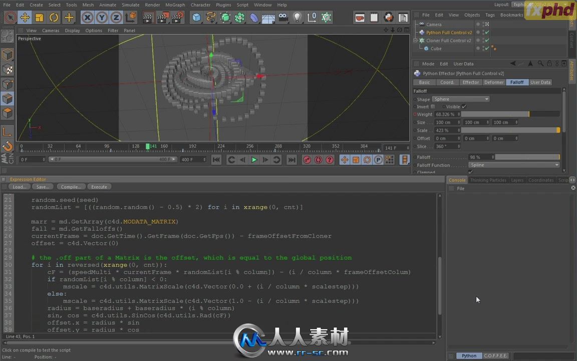 《C4D中Python脚本高级应用视频教程》FXPHD C4D208 Python Scripting in Cinema 4D