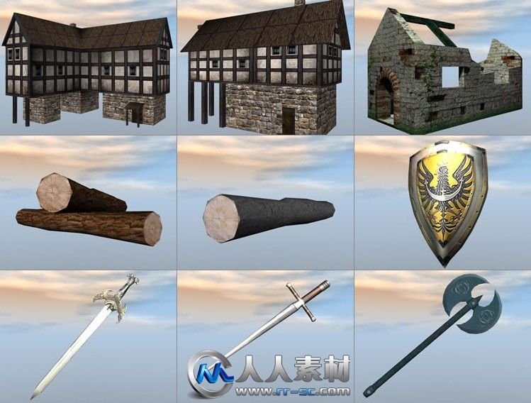 《游戏武器与场景3D模型合辑》Dexsoft Fantasy Model Pack