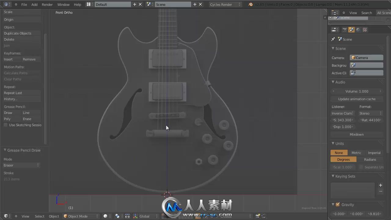《Blender电吉他建模视频教程》CG Cookie Modeling an Electric Guitar in Blender