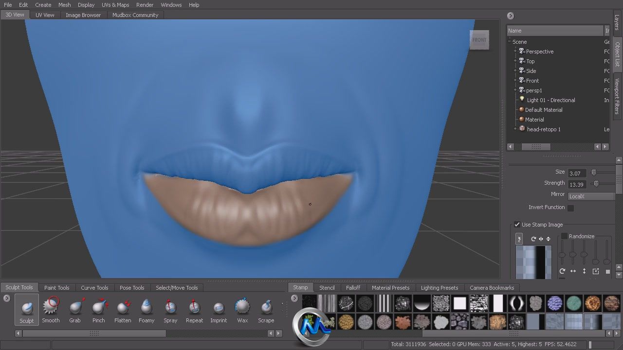 Mudbox2014人物嘴巴雕刻视频教程 Digital-Tutors Sculpting Human Mouths in Mudbo...