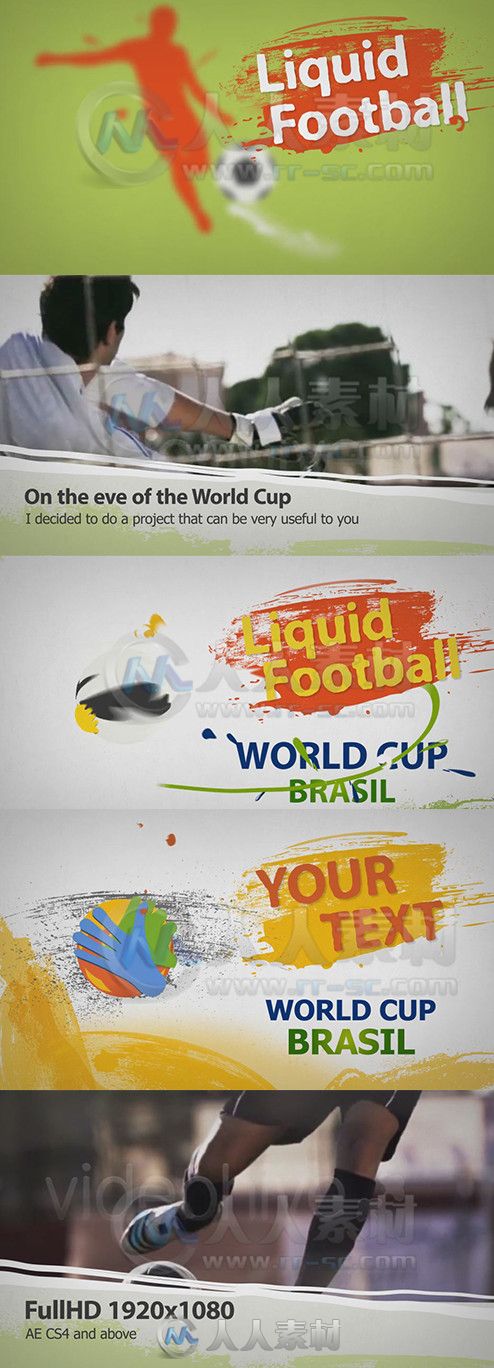 足球世界杯动画电视包装AE模板 Videohive Liquid Football Soccer 7645226 Project...