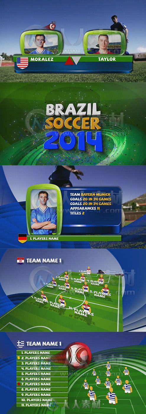 2014巴西世界杯电视包装AE模板 Videohive Brazil Soccer 2014 7851291 Project For...