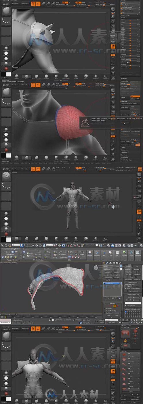 ZBrush与3DsMax游戏角色盔甲制作视频教程 Skillfeed 3D armor in ZBrush + 3Ds Max