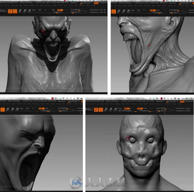 ZBrush恐怖生物雕刻制作视频教程第一季 CGcircuit Designing a Scary Creature 1