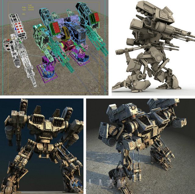 高精机甲战士机器人3D模型 Turbosquid Robot Models-Warrior