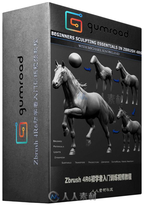 Zbrush 4R6初学者入门训练视频教程 Gumroad Beginners Sculpting Essentials In Zb...