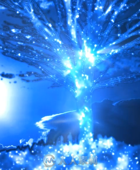 精灵树蓝色树生长舞台晚会LED背景视频素材