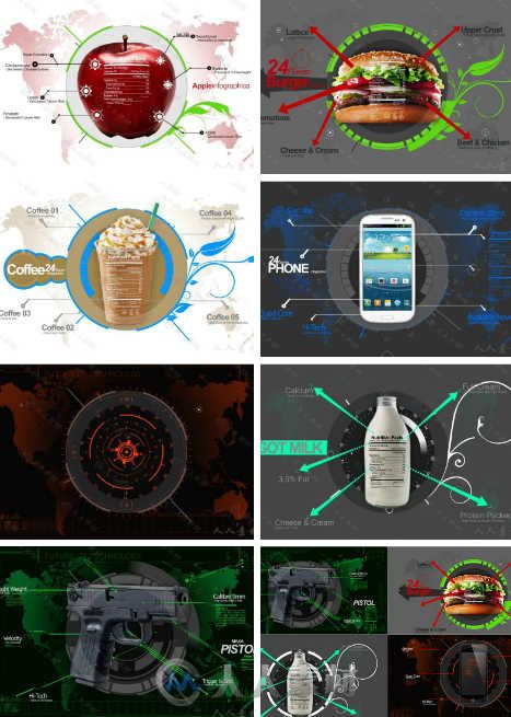 科技产品与营养食品信息图表动画AE模板 Videohive Infographics Mix 4531471