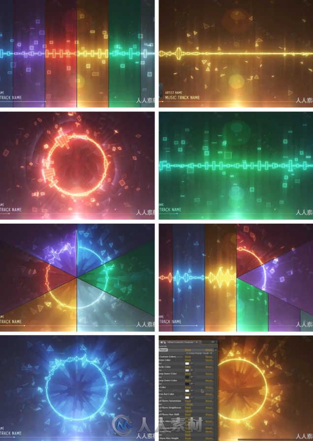 音频律动抽象色彩特效动画AE模板 Videohive Audio Spectrum Music Visualizer 1092...