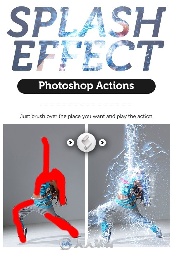 炫目闪电飞溅效果PS动作GraphicRiver - Splash Effect Photoshop Action 16045975