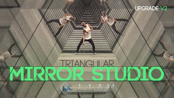 创意设计三角形画面镜头视频图片相册动画AE模板Triangular Mirror Studio