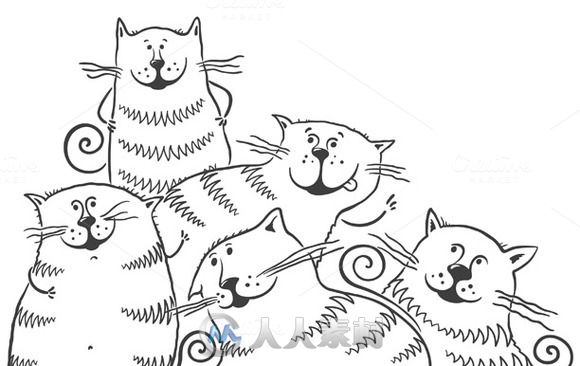五只卡通肥猫平面素材合辑Five-Fat-Cartoon-Cats