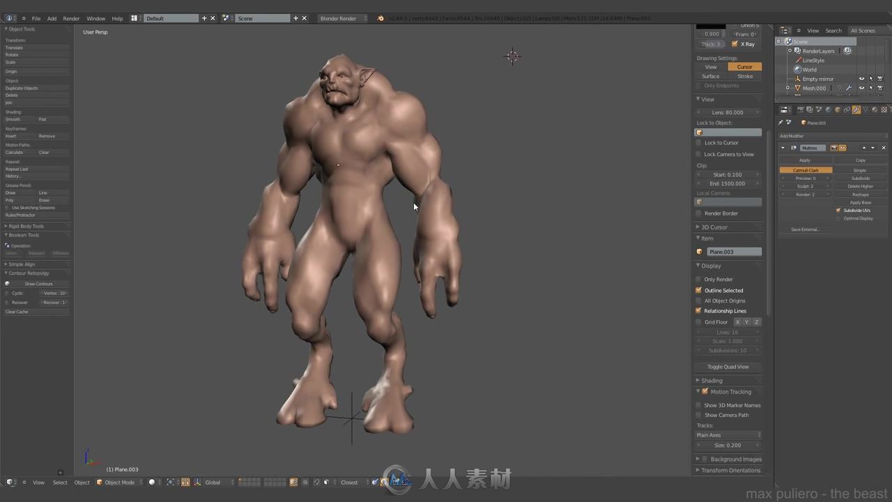 [Blender] The Beast- Modeling in Blender 在Blender製造一個野人 詳細教學4.2G