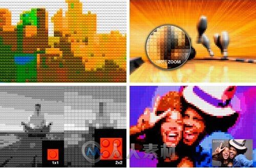 40款像素风格处理特效PS动作40 Brick Mosaics Actions