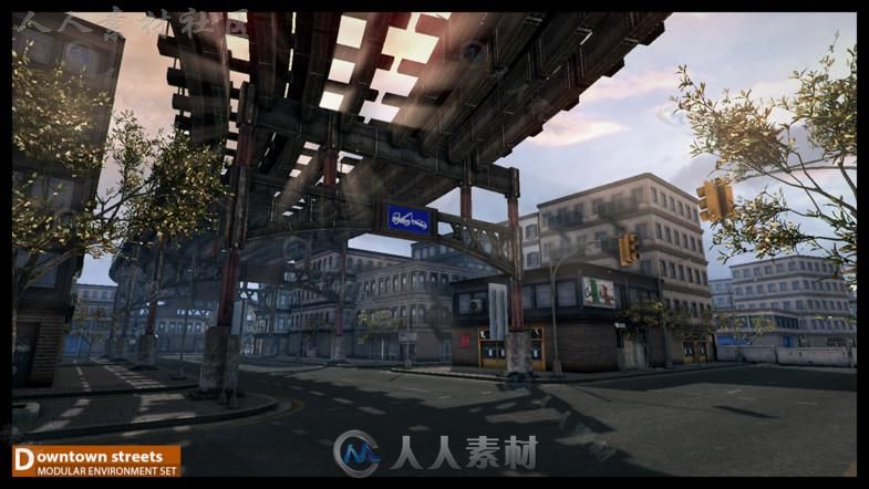 繁华的街道城市环境Unity3D资源素材