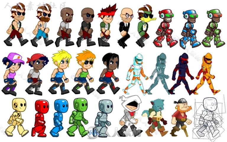 动画英雄角色贴图和材质Unity2D素材资源