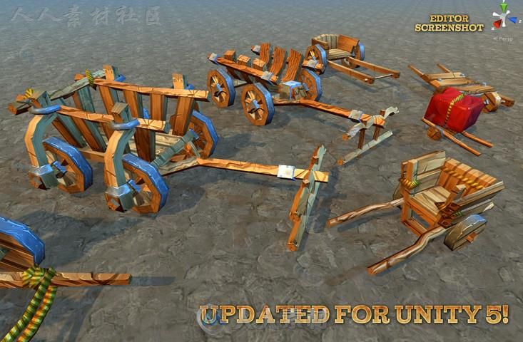 中世纪手推车模型Unity3D素材资源