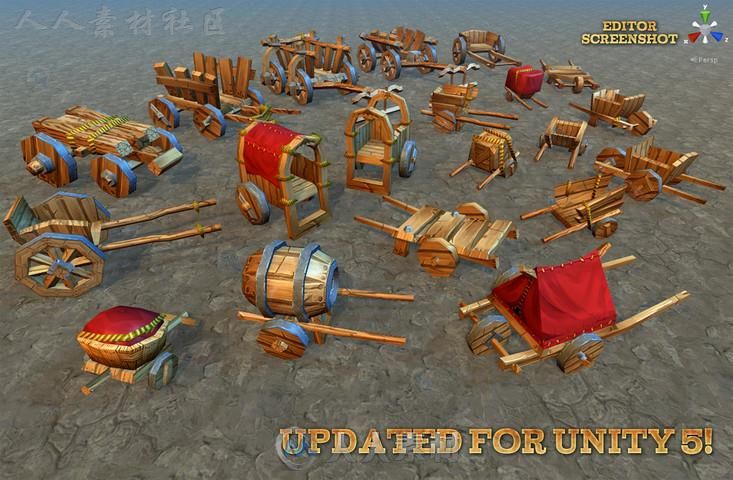 中世纪手推车模型Unity3D素材资源