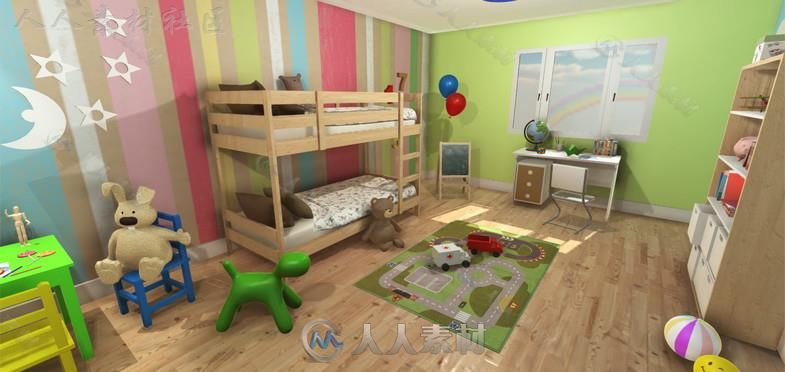 儿童房间室内道具模型Unity3D素材资源