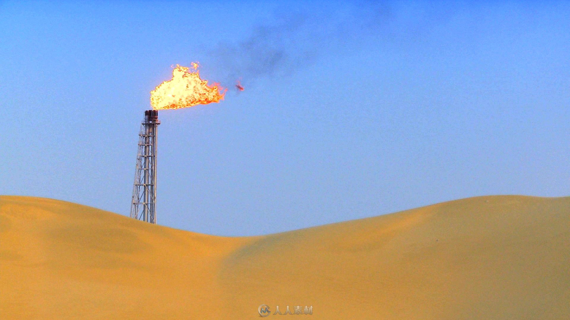 沙漠采油井火苗实拍视频素材