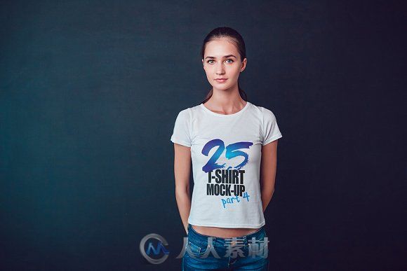 25款女性数字T恤真人展示PSD模板25 T-Shirts Mock-Up