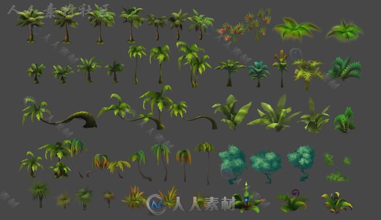 丛林贴图和材质Unity2D素材资源
