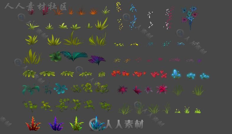 丛林贴图和材质Unity2D素材资源
