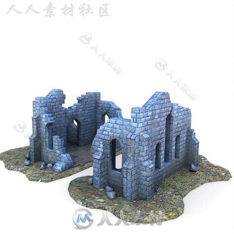 中世纪建筑破旧的教会历史环境模型Unity3D素材资源
