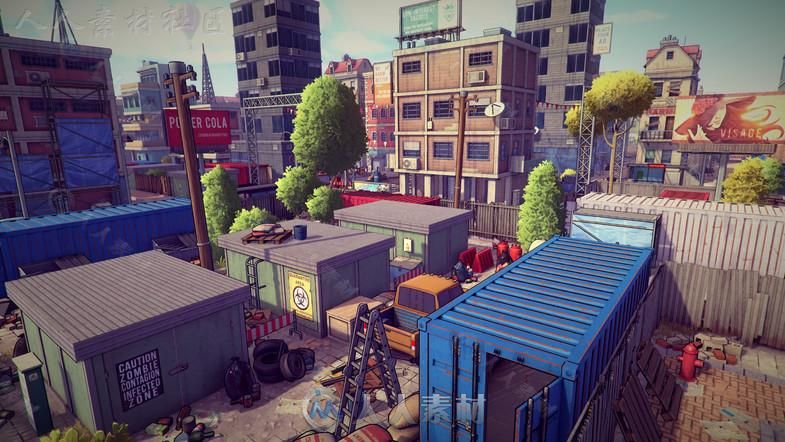 末日卡通城市环境模型Unity3D素材资源