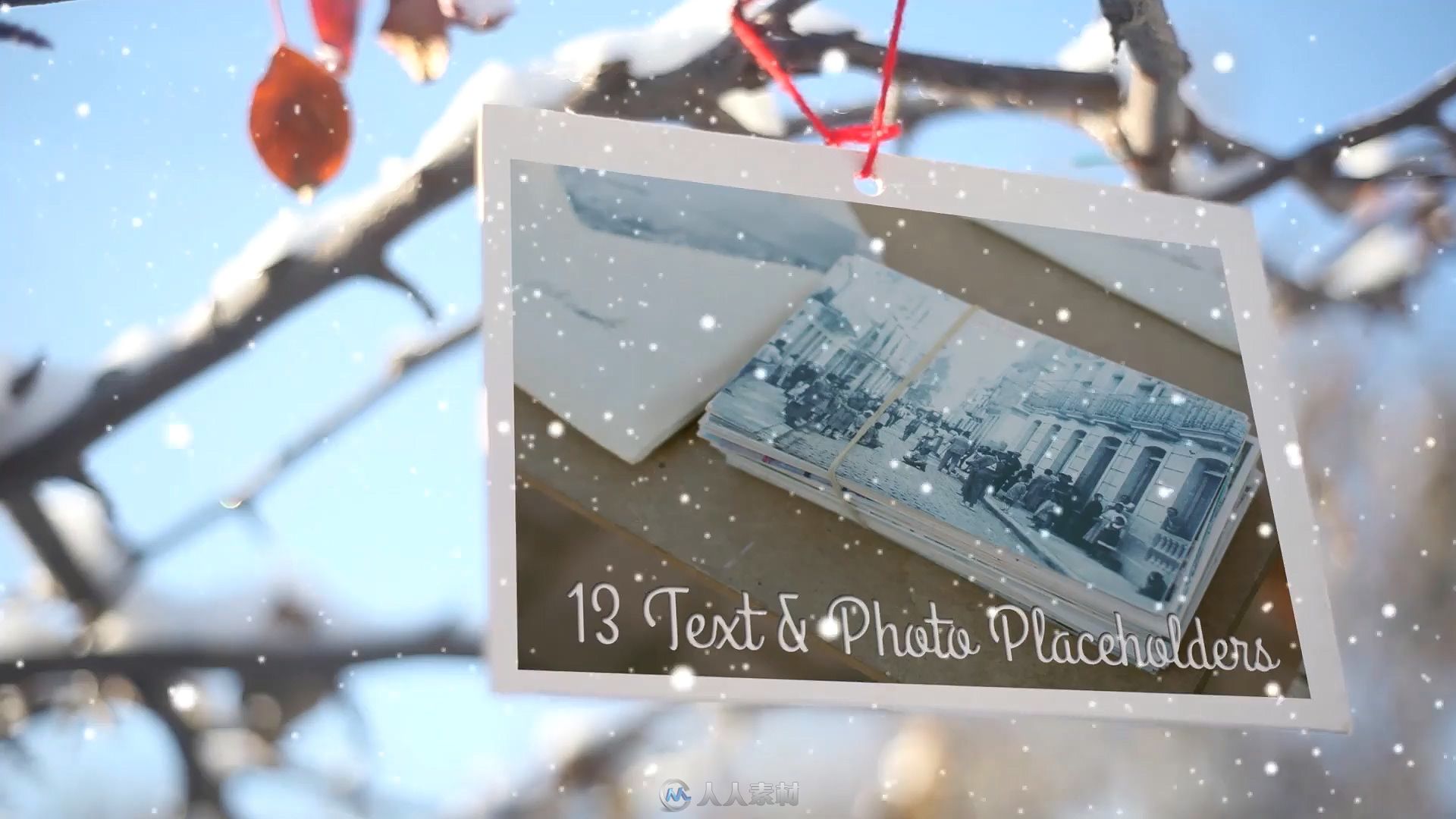 雪花飘落美丽的圣诞节照片挂饰幻灯片AE模板Videohive Christmas Slideshow 18998518