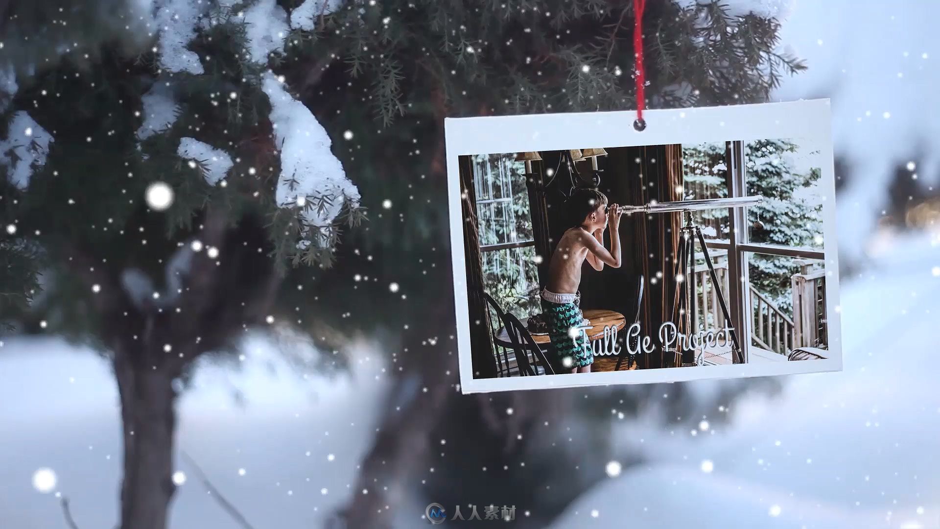 雪花飘落美丽的圣诞节照片挂饰幻灯片AE模板Videohive Christmas Slideshow 18998518