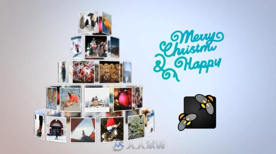 创意圣诞树3D画廊幻灯片相册动画AE模板Videohive Christmas Tree Slideshow ...