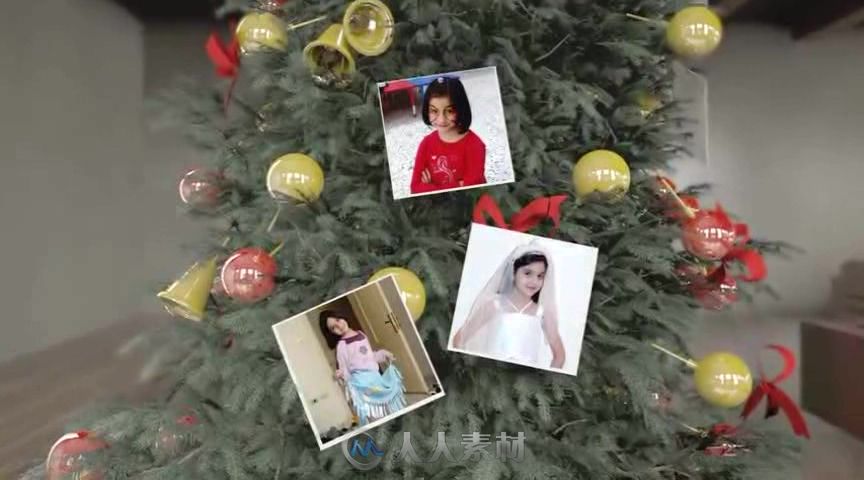 美丽的圣诞树照片墙幻灯片相册动画AE模板 Videohive Christmas Tree 6341620