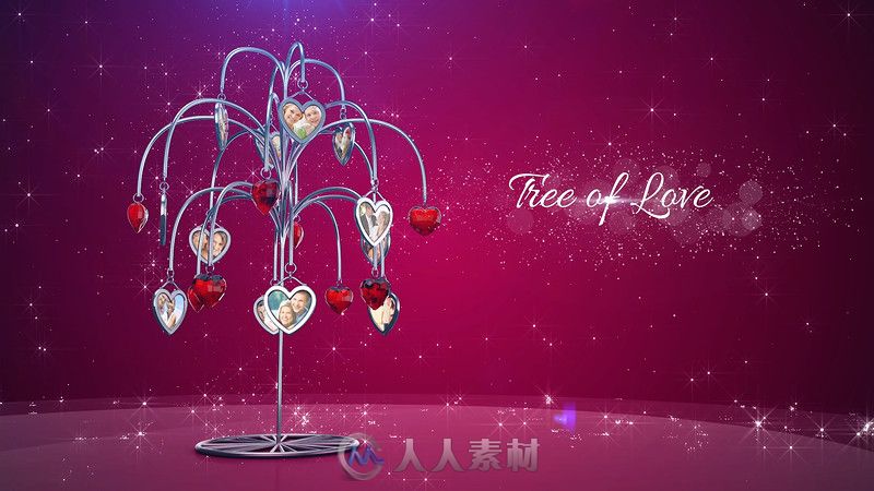 浪漫美丽的爱情照片树展示幻灯片相册动画AE模板 Videohive Tree of Love 10207010