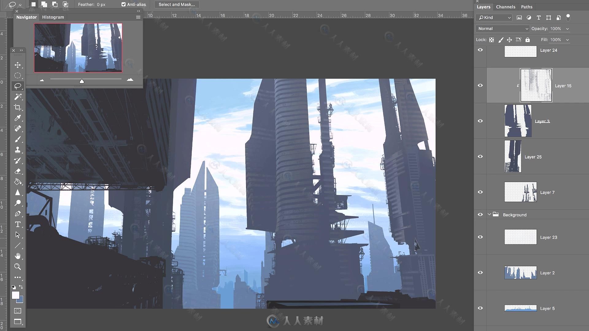概念科幻城市全景绘制大师级视频教程 GUMROAD LANDING SCENE BY RAPHAEL LACOSTE