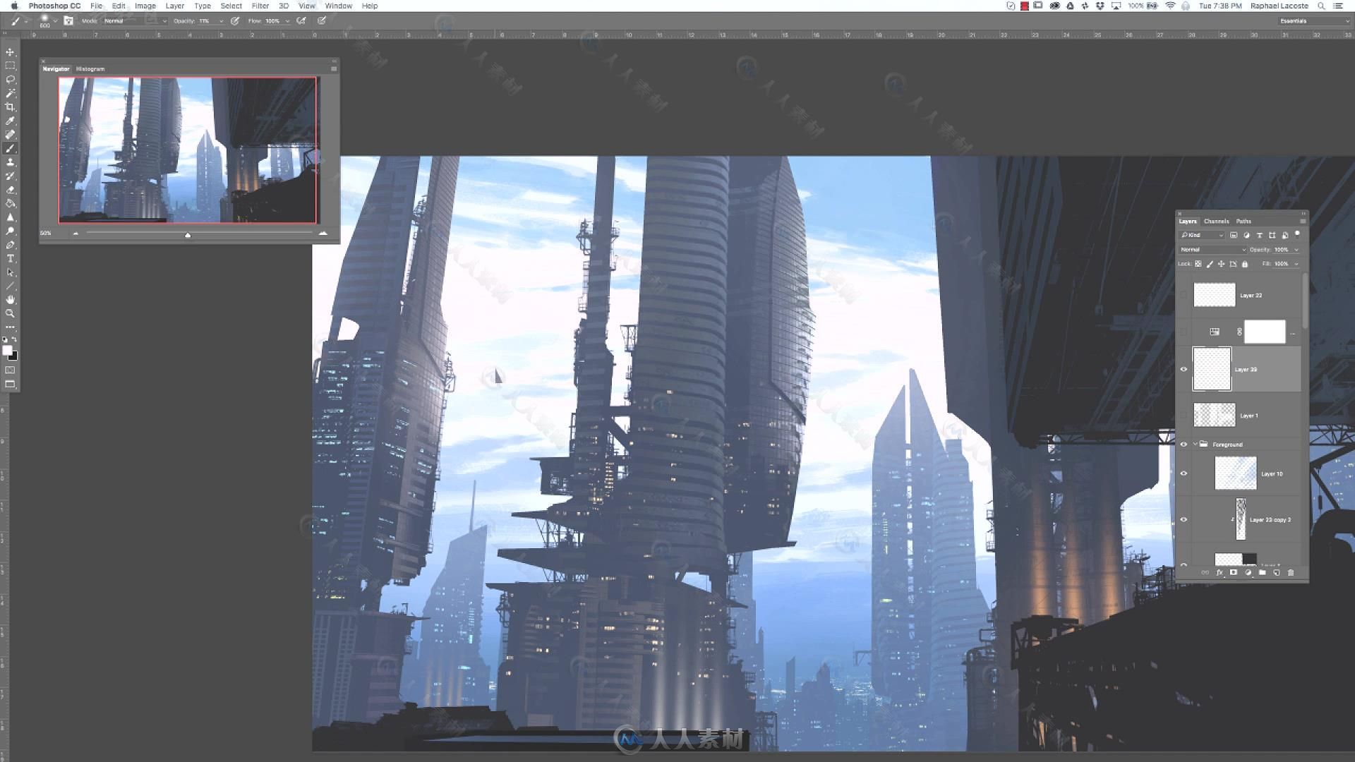 概念科幻城市全景绘制大师级视频教程 GUMROAD LANDING SCENE BY RAPHAEL LACOSTE