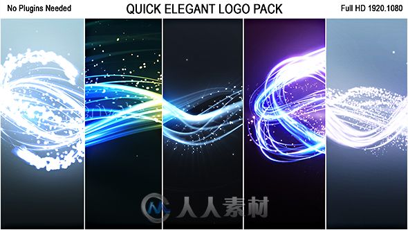 美丽优雅的光线粒子标志显示Logo演绎AE模板Videohive Quick Elegant Logo Pack (5...