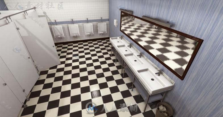 办公室厕所室内道具3D模型Unity游戏素材资源