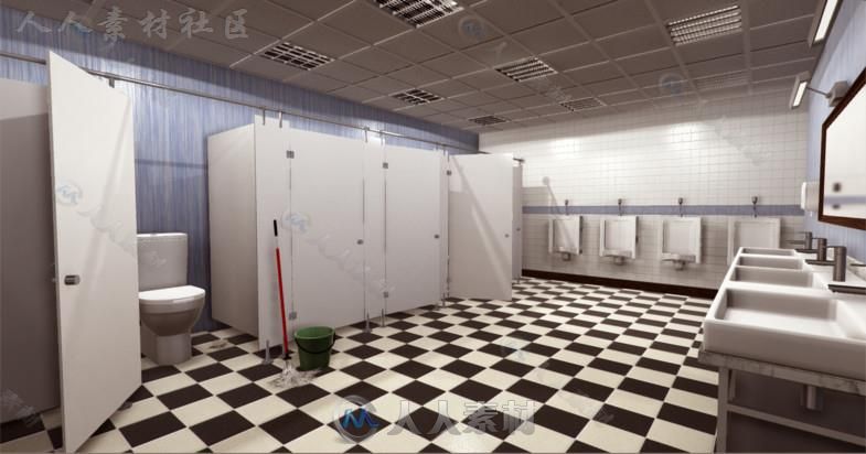 办公室厕所室内道具3D模型Unity游戏素材资源